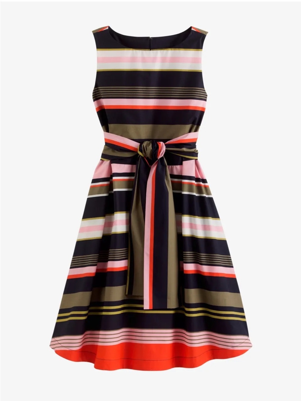 Ann Taylor Striped Belted Midi Dress Size S